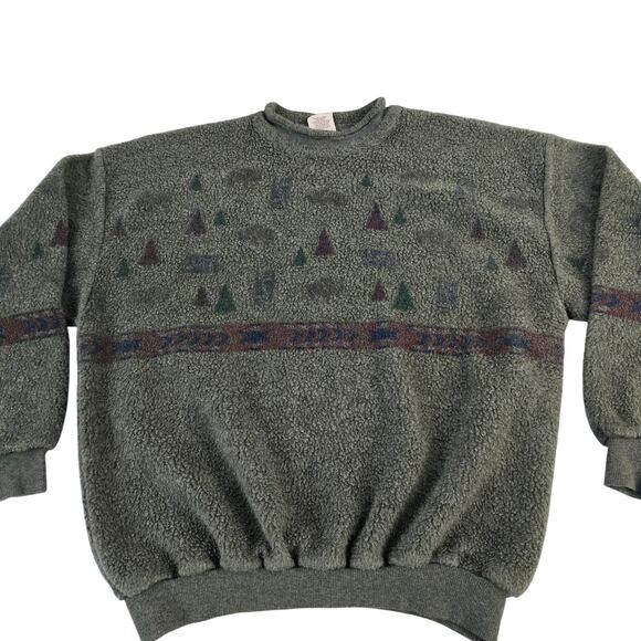 Vtg Art Unlimited Sportswear Sweater Adult XXL Outdoors Made in USA green 6982 - Picture 1 of 8